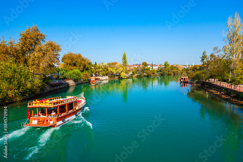 Tourist cruise boat at Manavgat river photo