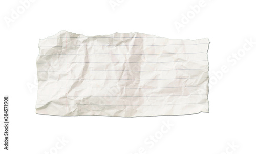 White ripped note, notebook paper stuck with sticky tape on black background.