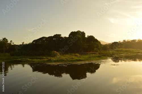 Fototapeta Naklejka Na Ścianę i Meble -  Sunset over the Nicaraguan lakes outside of Léon in Central America