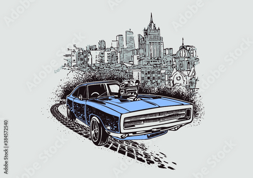 car city art t-shirt moving 