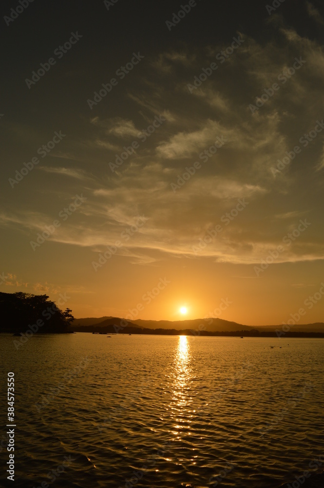 Sunset over the Nicaraguan lakes outside of Léon in Central America