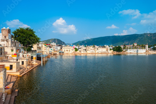 Ghats at Pushkar lake in India