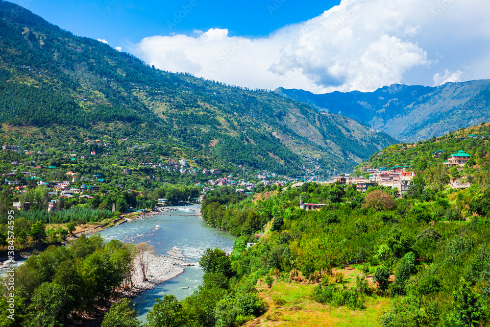 Beas river near Kullu town, India