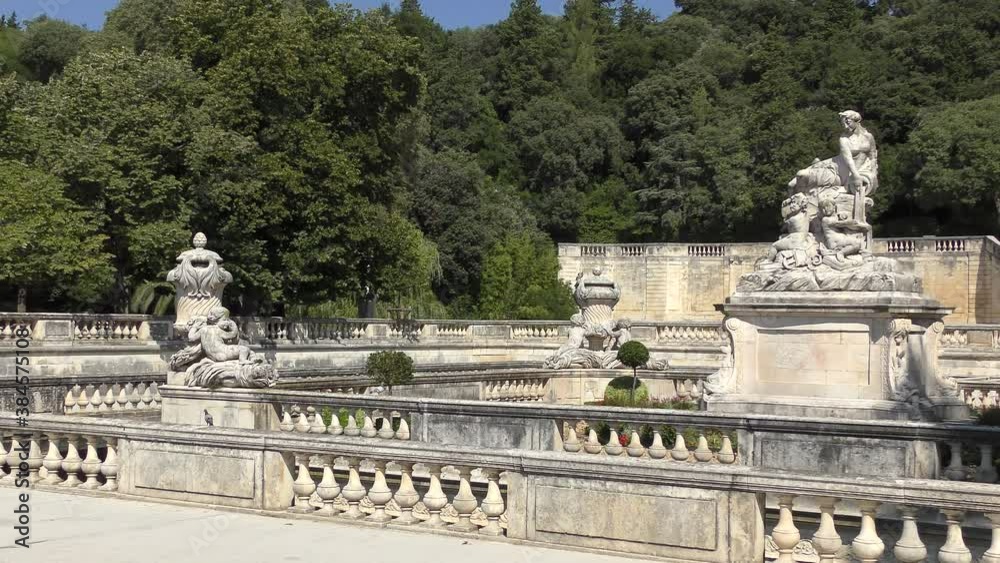 The gardens of the fountain in Nîmes, Gard, Occitanie, France. The gardens of the fountain in Nîmes, Gard, Occitanie, France.