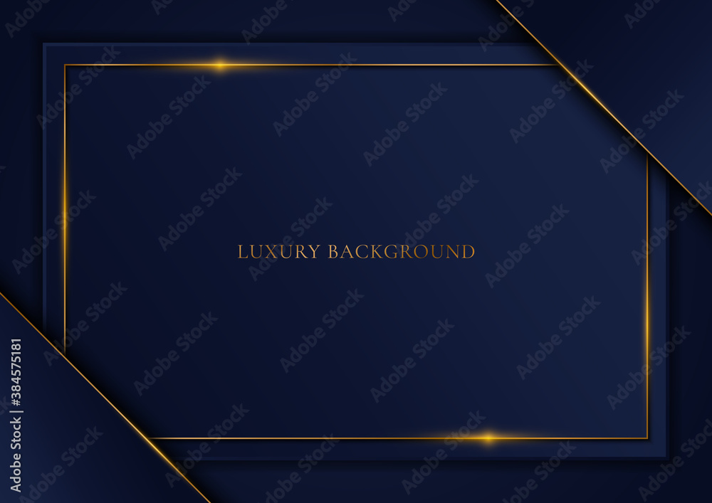 © rarinlada - Blue template triangle and gold frame background luxury style