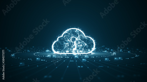 Cloud computing and Big data concept. Network connectivity of digital data and futuristic information. Abstract hi-speed internet of things IOT  big data cloud computing. 