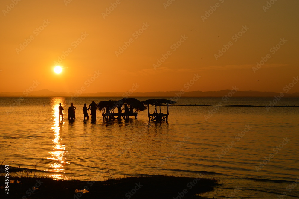 Sunset over the volcanic islands Isla Ometepe and the volcanoes of Léon in Nicaragua, Central America Sunset over the volcanic islands Isla Ometepe and the volcanoes of Léon in Nicaragua, Central America