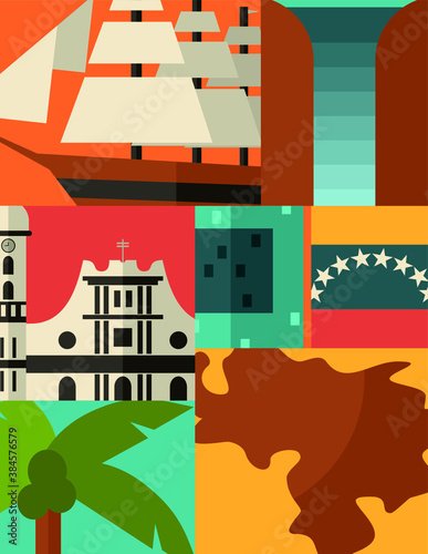 venezuela symbols vector icons flat