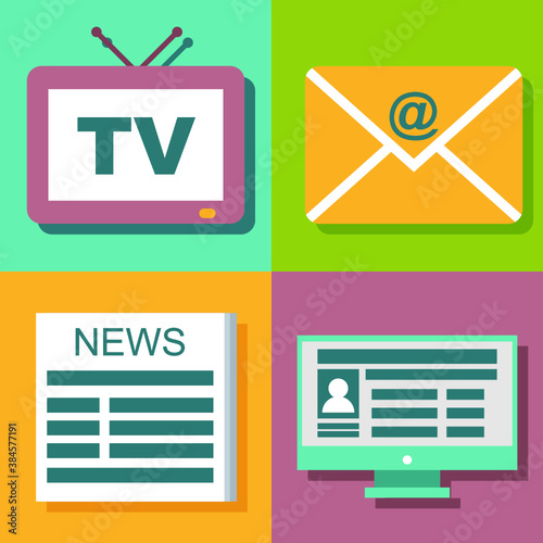 mass media icon set