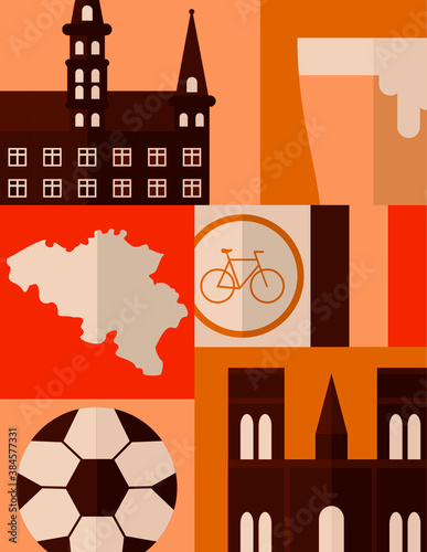 belgium symbols vector icons flat