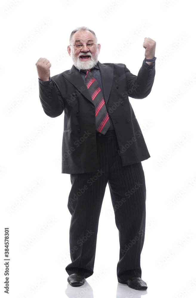 very happy senior businessman . isolated on a white very happy senior businessman . isolated on a white