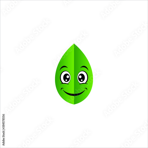 smile icon for green leaf logo graphic vector concept