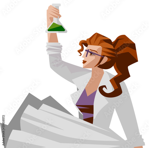 scientist female woman with a test tube
