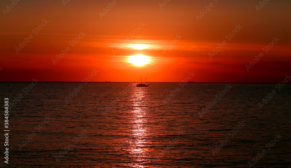 Photo of a beautiful sea landscape at sunset