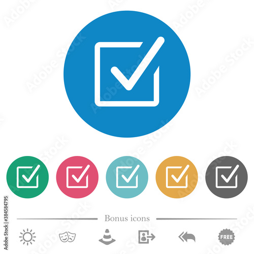 Checked box flat round icons