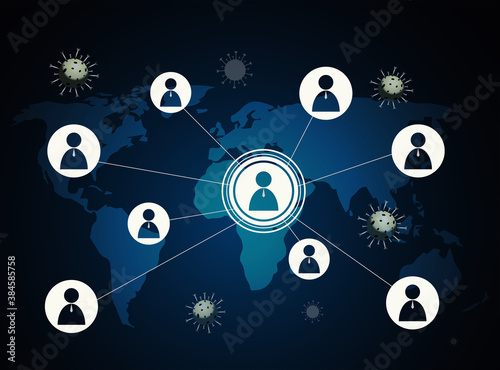 Modern connection technologies background. Social distancing, social distancing in public, social distancing to protect from COVID-19 coronavirus outbreak spreading concept