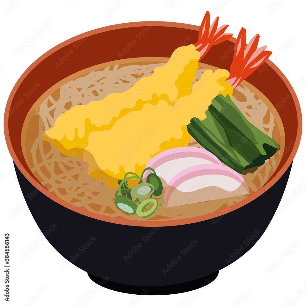イラスト素材 てんぷらそば 天そば 日本食 大晦日 年末 ベクター Stock Vector Adobe Stock