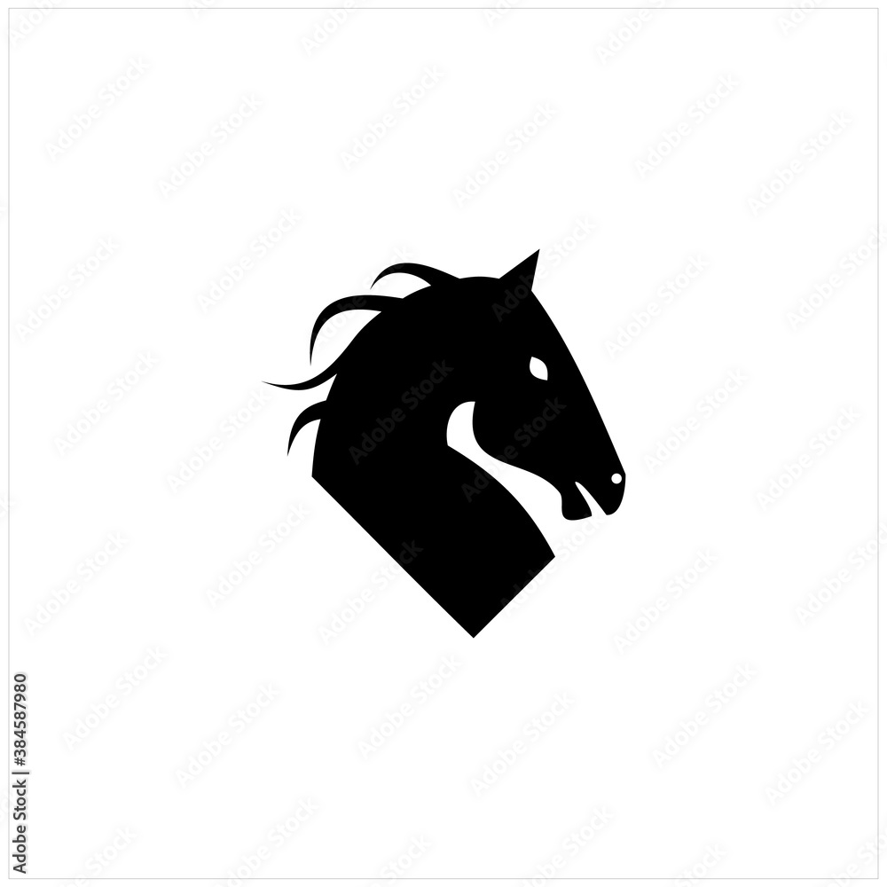 Silhouette Horse Stallion Vector Illustration Isolated on White Background Logo Design