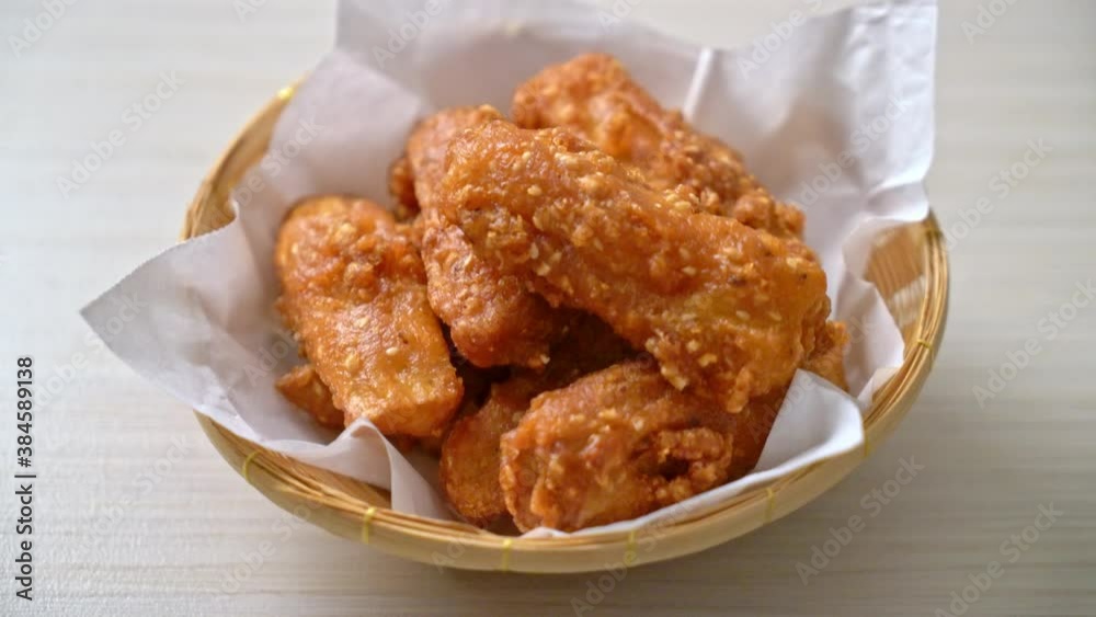 deep fried sliced potatoes stick with sesame - Thai food style