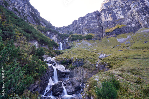 Switzerland Alps Graubuenden Mountain Scenery with Waterfalls Lag da Pigniu