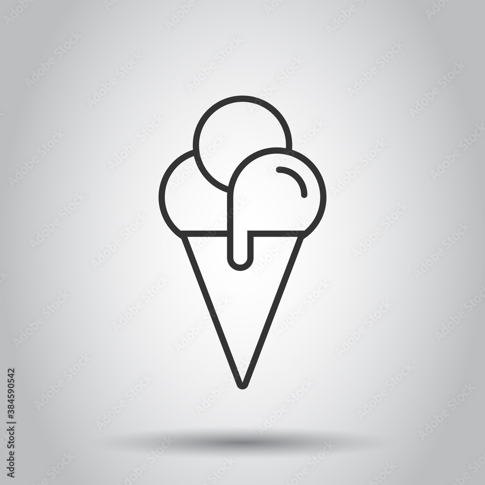 Ice cream icon in flat style. Sundae vector illustration on white isolated background. Sorbet dessert business concept. Ice cream icon in flat style. Sundae vector illustration on white isolated background. Sorbet dessert business concept.