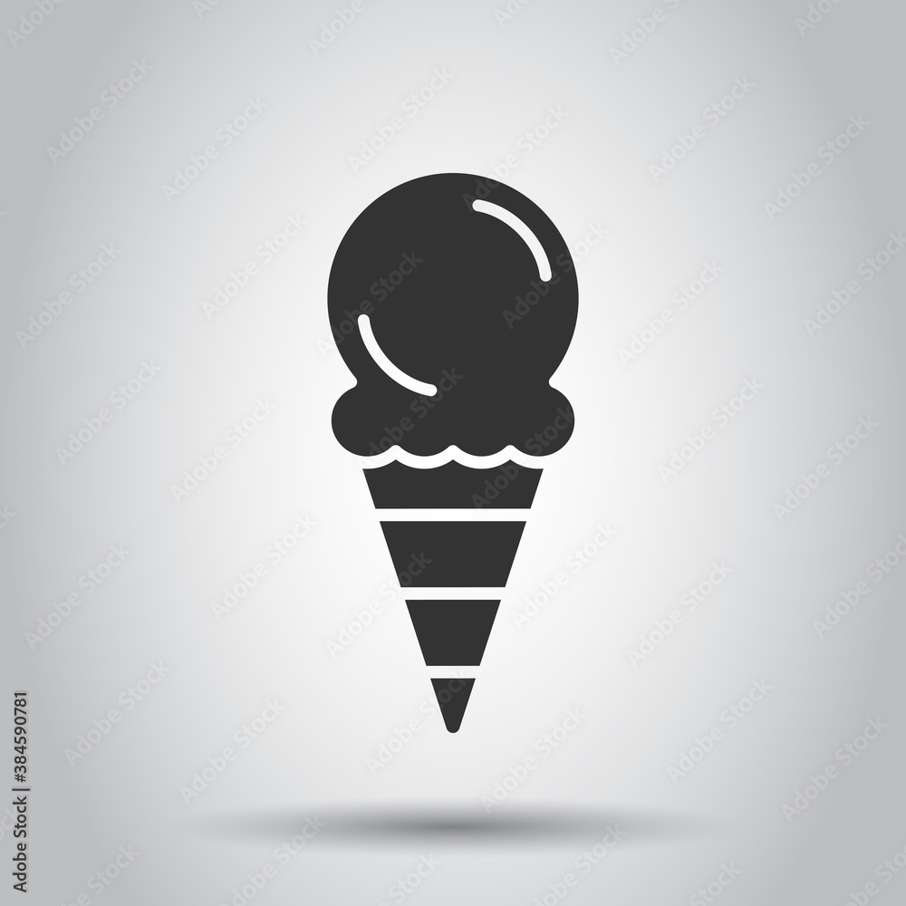 Ice cream icon in flat style. Sundae vector illustration on white isolated background. Sorbet dessert business concept. Ice cream icon in flat style. Sundae vector illustration on white isolated background. Sorbet dessert business concept.