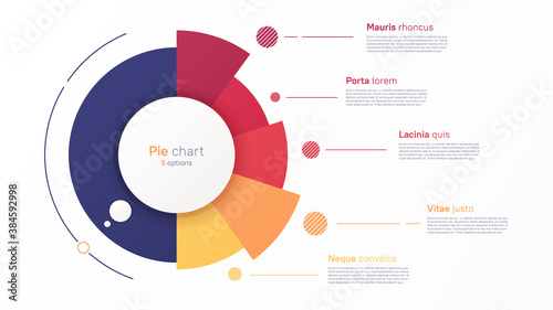 Vector circle chart design, modern template for creating infographics, presentations, reports, visualizations
