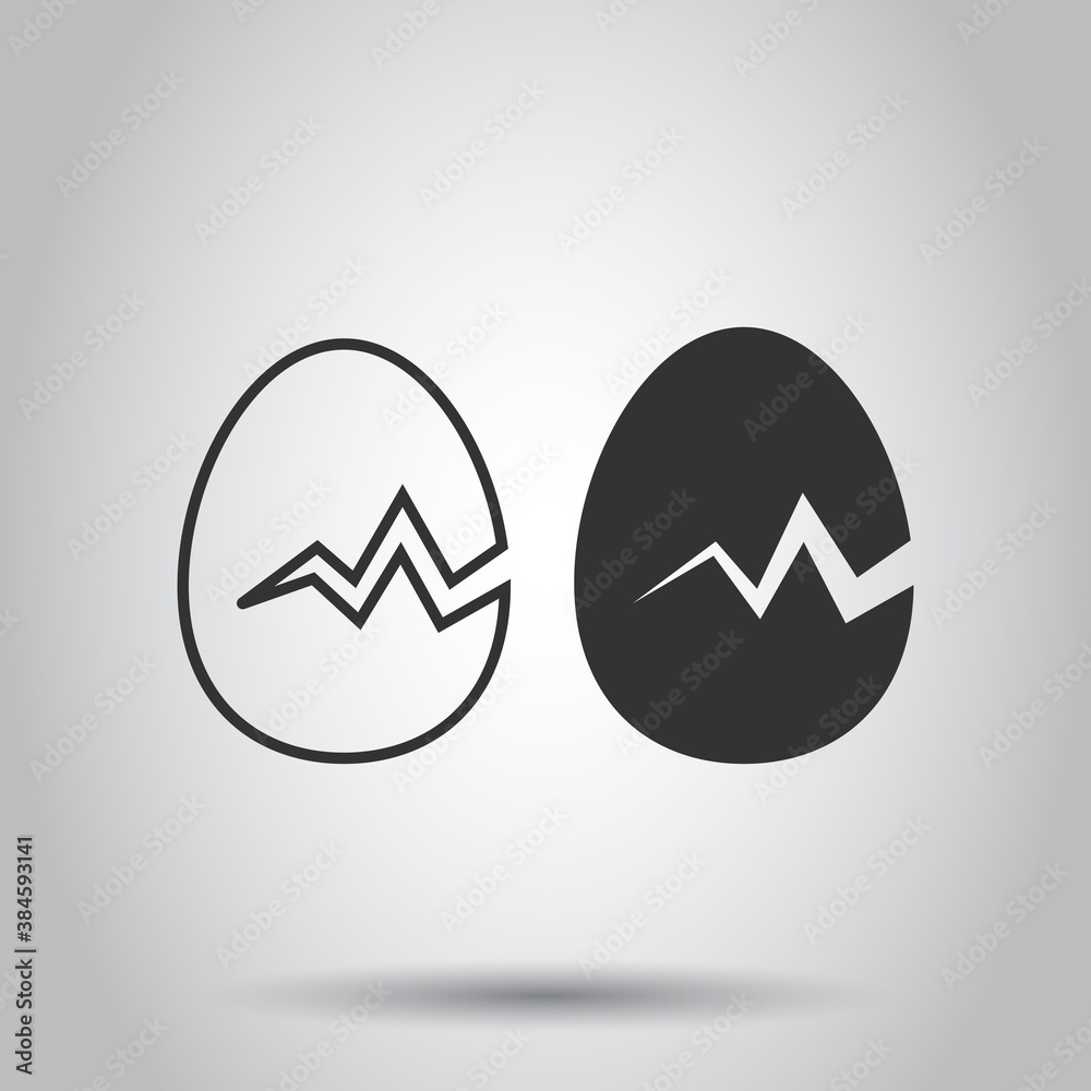 Egg icon in flat style. Breakfast vector illustration on white isolated background. Eggshell business concept. Egg icon in flat style. Breakfast vector illustration on white isolated background. Eggshell business concept.