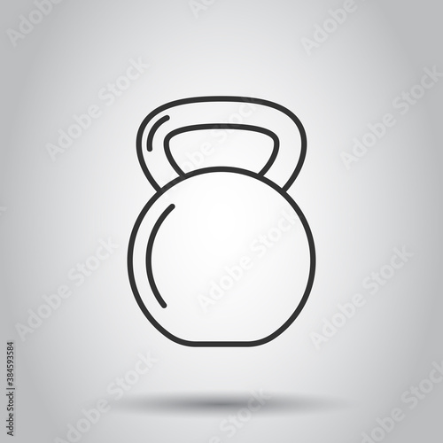 Kettlebell icon in flat style. Barbell sport equipment vector illustration on white isolated background. Dumbbell business concept.