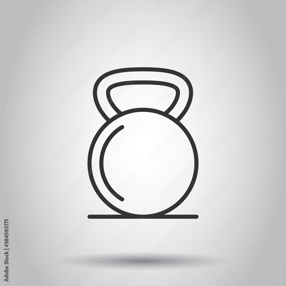 Kettlebell icon in flat style. Barbell sport equipment vector illustration on white isolated background. Dumbbell business concept. Kettlebell icon in flat style. Barbell sport equipment vector illustration on white isolated background. Dumbbell business concept.