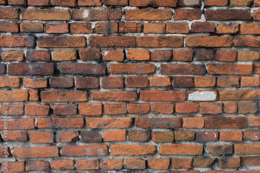 Background of old red exposed brickwork Background of old red exposed brickwork
