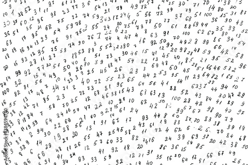 Grunge surface texture with handwritten numbers randomly written in ink. Abstract background with handwritten numbers. Vector illustration. Overlay template.