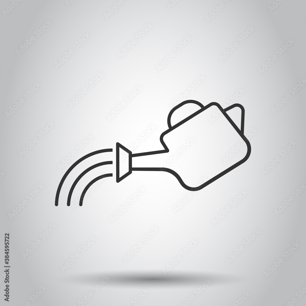 Water can icon in flat style. Irrigation garden vector illustration on white isolated background. Watering business concept. Water can icon in flat style. Irrigation garden vector illustration on white isolated background. Watering business concept.