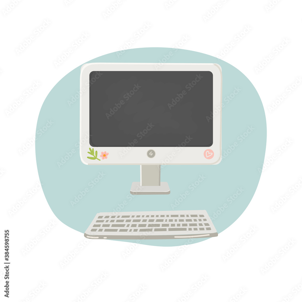 Computer monitor and keyboard vector illustration Computer monitor and keyboard vector illustration