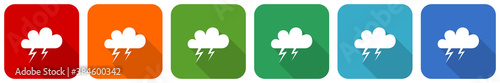 Storm icon set, flat design vector illustration in 6 colors options for webdesign and mobile applications