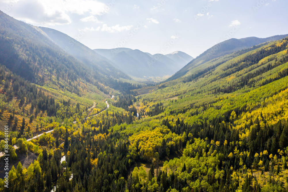 Aerial Drone Photo - Beautiful Mountains of Aspen Colorado during Autumn