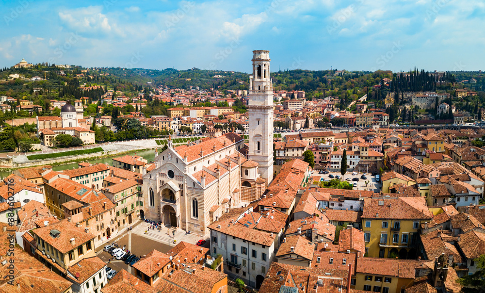 Verona Cathedral aerial panoramic view