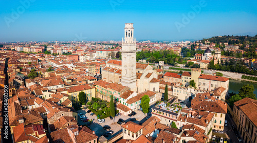 Verona Cathedral aerial panoramic view photo