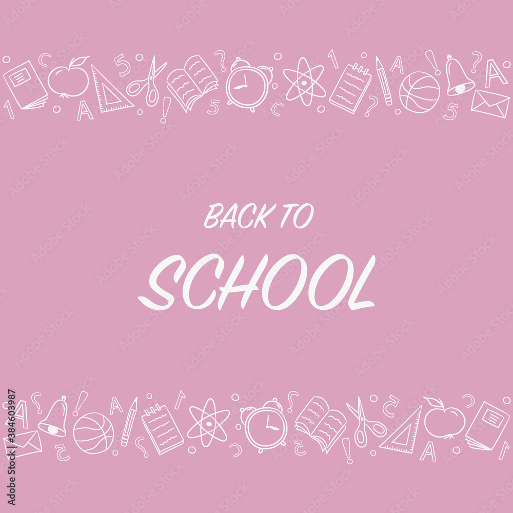 Back to School. Background with hand drawn icons. Vector