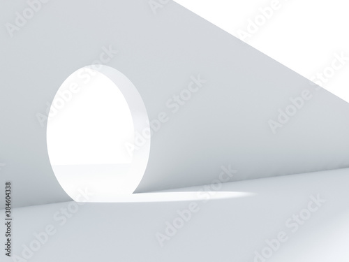 Fototapeta Naklejka Na Ścianę i Meble -  Round doorway in blank wall, 3d rendering illustration