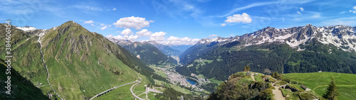 Ultra wide panorama from the Gotthardpass in Switzerland