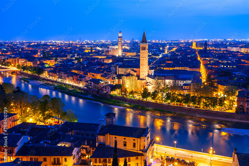 Fototapeta premium Verona aerial panoramic view, Italy