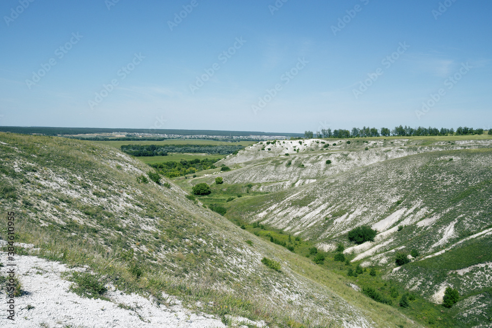 Сhalk hills. Landscape in the country