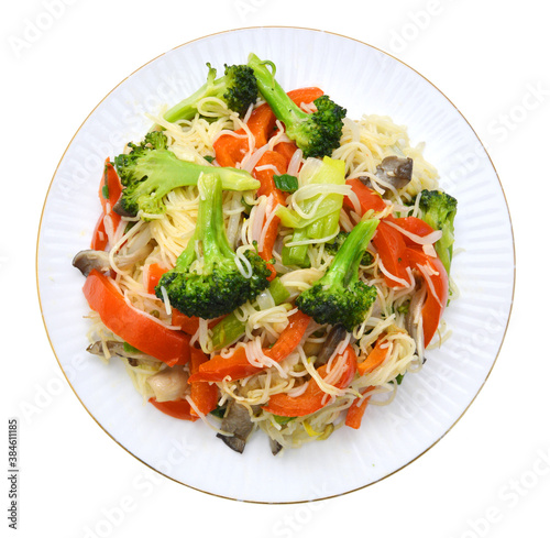 Stir fry noodles with vegetables served
