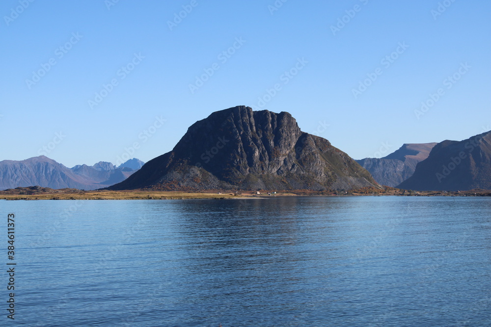 The beautiful fjords of Lofoten Islands in Northern Norway