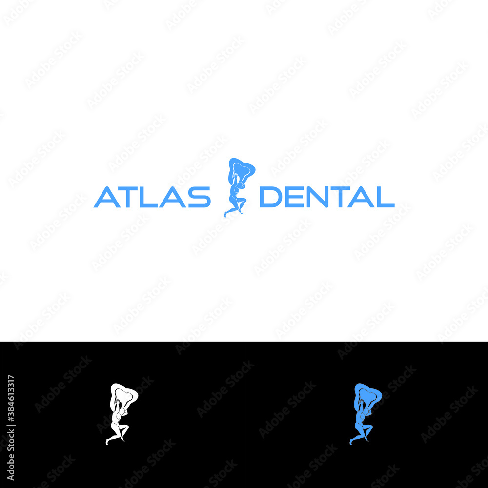 dental hospital company logo with an atlas symbol lifting a tooth