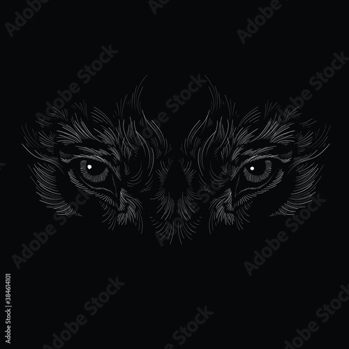 The Vector logo animal eyes  for tattoo or T-shirt design or outwear.  Cute print styleanimals eye background. This hand drawing would be nice to make on the black fabric or canvas.