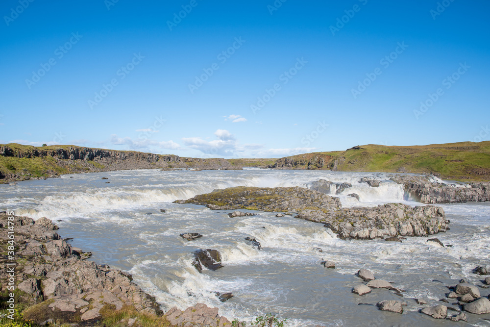 Urridafoss waterfall in river Thjorsa in south Iceland
