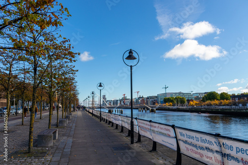 Walk path near Liffey river, Dublin