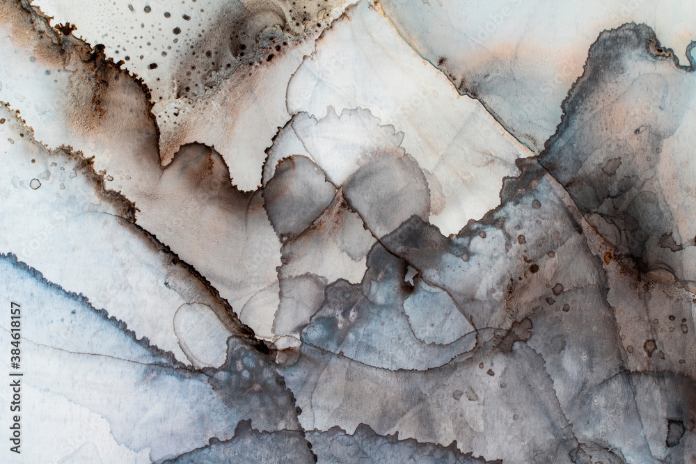 Abstract art; A detail from an alcohol ink painting. A subtly colorful abstract painted background, with strong texture.
